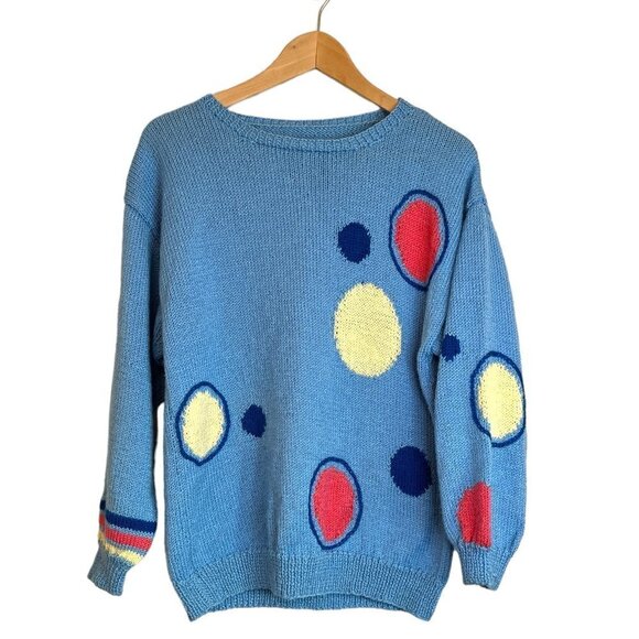 Handmade Knit Long Sleeve Crew Neck Spring Sweater Size Medium - Picture 5 of 5